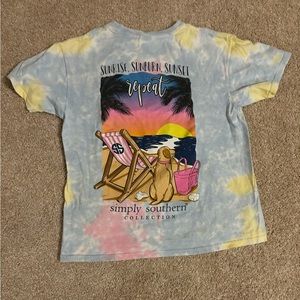 Simply Southern Tie Dye T-Shirt Size YM blue yellow pink